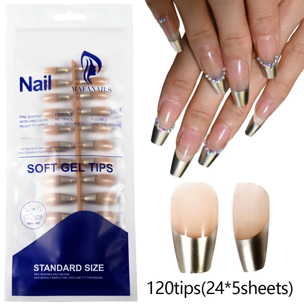 120Pcs=24*5 French Short Square Coffin False Nail White Pink Simple Wearable Fake Nails Glossy Full Cover Press on Nail Tips Art.