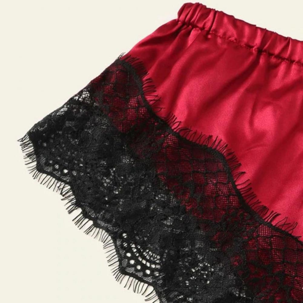 Spaghetti träger Shorts Frauen Nachtwäsche Set elastisch einfarbig weibliche Leibchen Shorts Spitze Frauen Nachtwäsche Set.