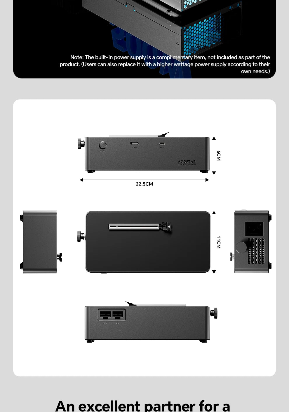 AOOSTAR AG02/AG01 EGPU Dock with OCuLink & USB4 Dual Ports, PCIe 4.0 x4 High Speed for Laptop Mini PC External Graphics Card.