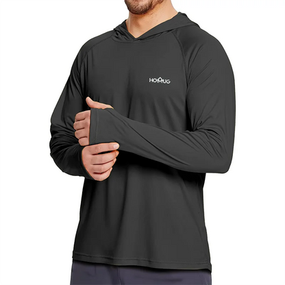 Men's UPF 50+ Sun Protection Hoodie T-Shirts Long Sleeve SPF/UV Quick Dry Lightweight Fishing Workout Thumbhole T-Shirt Male