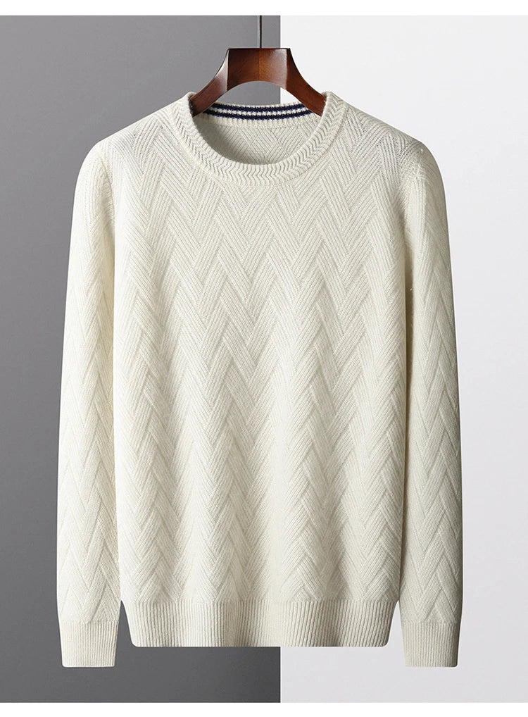 LHZSYY Men' New 100%Cashmere Sweater Winter O-Neck Mat Pullovers Long Sleeve Loose Plus Size Base Shirt Thicken Casual Knit Tops.