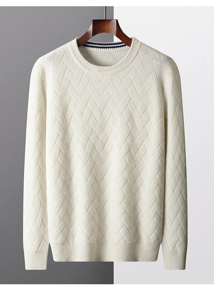 LHZSYY Men' New 100%Cashmere Sweater Winter O-Neck Mat Pullovers Long Sleeve Loose Plus Size Base Shirt Thicken Casual Knit Tops.