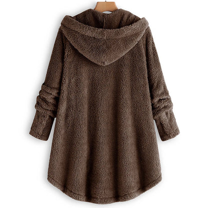 Herbst Wintermantel Frauen warme Teddybär Mantel Woll jacke weibliche Plüsch mantel Kapuzen jacke neue Damen mäntel einfarbige Jacke.