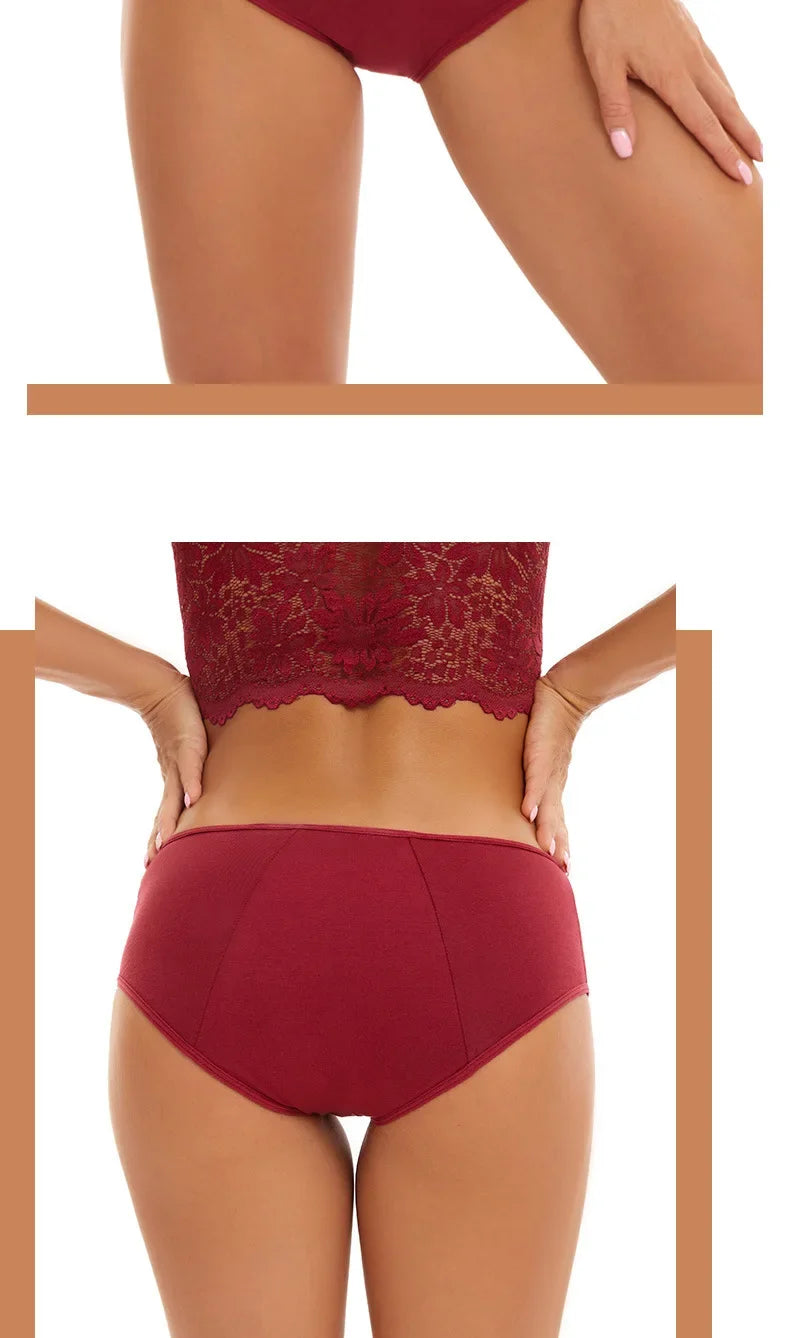 Women Menstrual Panties Leak Proof Briefs Solid Plus Size Cotton Panties Lingerie Absorbency Comfortable Physiological Underwear.