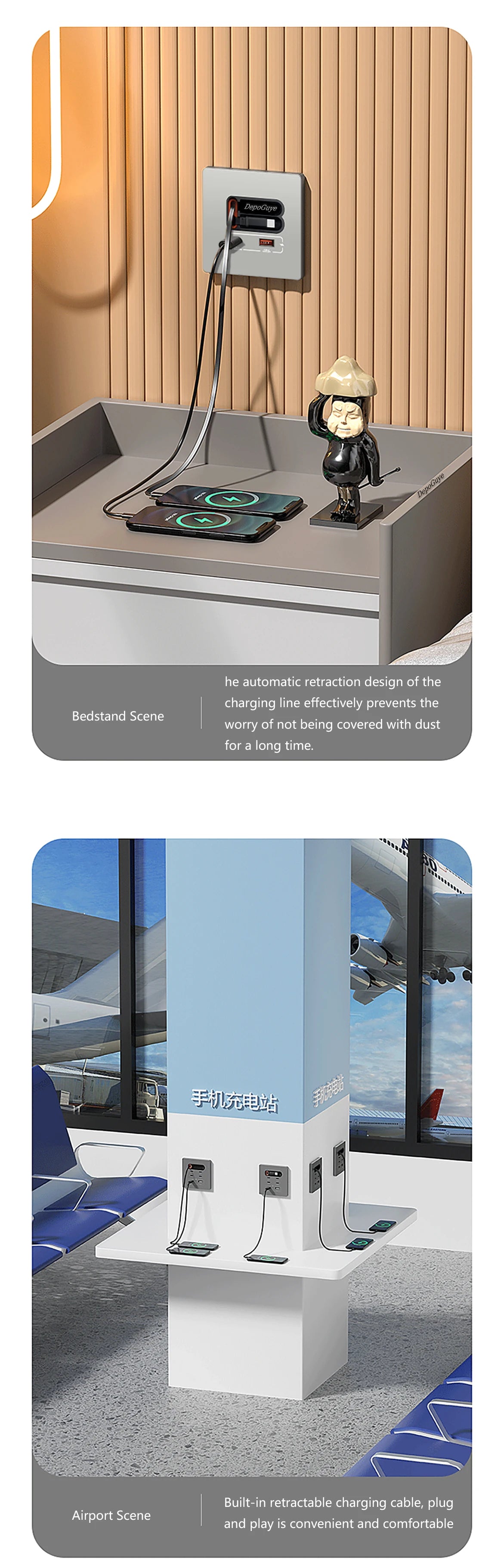 EU Universal 20W USB C Smart Steckdose Panel mit Dual Typ-C Schnellladeanschlüssen Steckdose, Handy-Lade-Typ-C-Buchse.