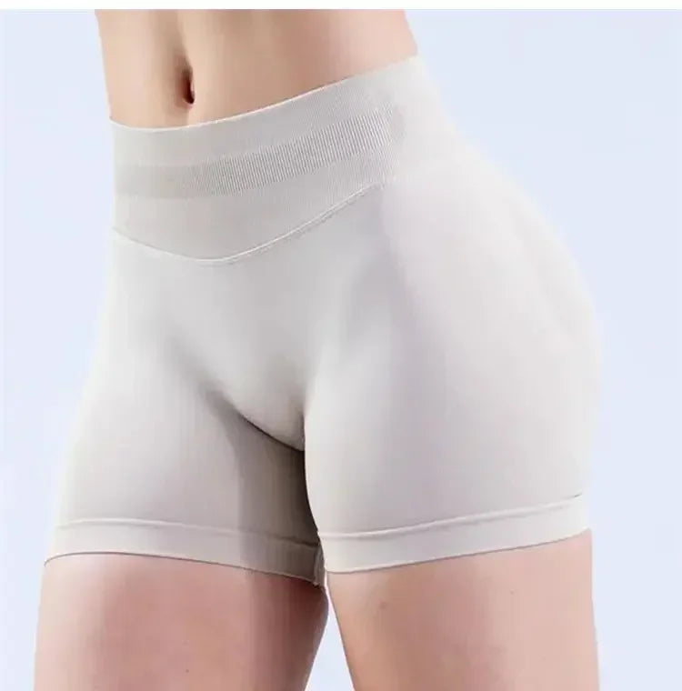 Summer High Waisted Yoga Shorts Women  Fashionable and Sexy Running Fitness Pants Solid Color High Elastic Yoga Leggings