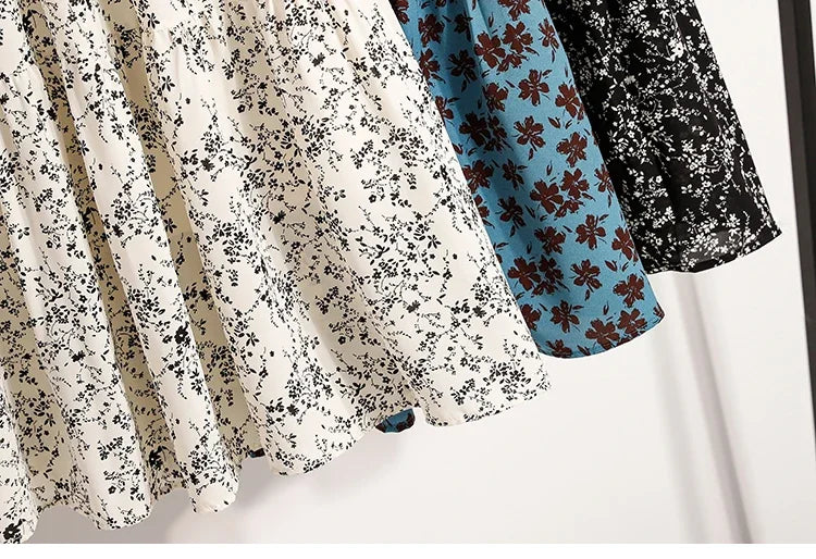 Zjaiss Autumn 2025 Floral Pleated A- Line Skirt Vintage Draped Elegant Chinese Style Women's Half-length Skirts With Lining.