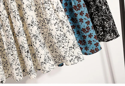 Zjaiss Autumn 2025 Floral Pleated A- Line Skirt Vintage Draped Elegant Chinese Style Women's Half-length Skirts With Lining.