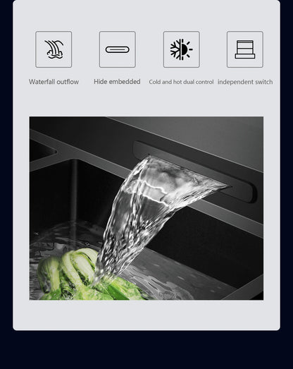 ASRAS high-quality 304 stainless steel multifunctional kitchen sink intelligent food purification large-sized sink nano gray