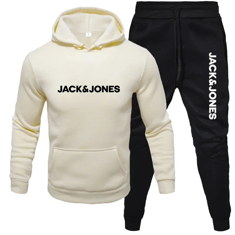 Men's autumn/Winter 2025 hoodie set, fashionable wool hoodie + sweatpants set for sportswear, casual running sportswear set.