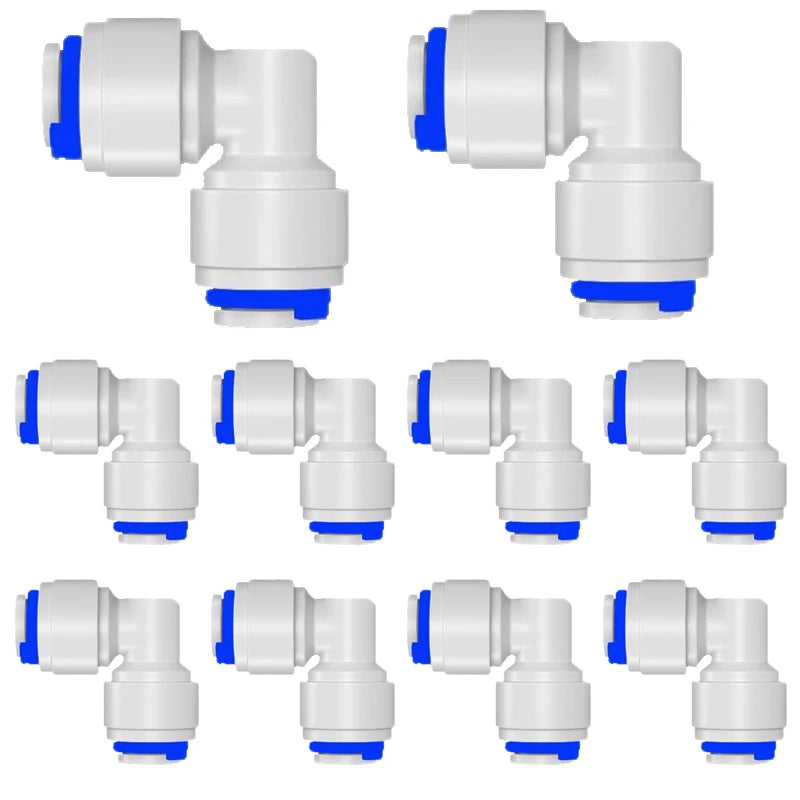 10PCS RO Water Hose Connection Straight Elbow Tee 1/4" Coupling Plastic Quick Pipe Fitting Reverse Osmosis Connector