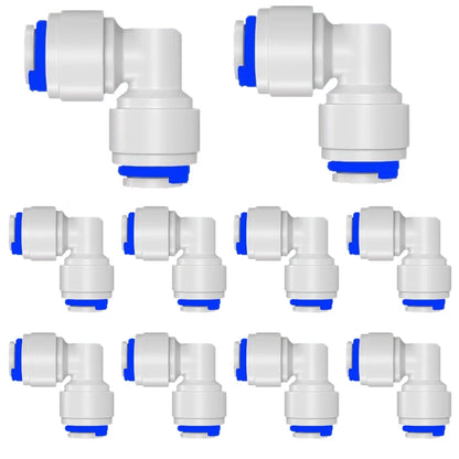 10PCS RO Water Hose Connection Straight Elbow Tee 1/4" Coupling Plastic Quick Pipe Fitting Reverse Osmosis Connector