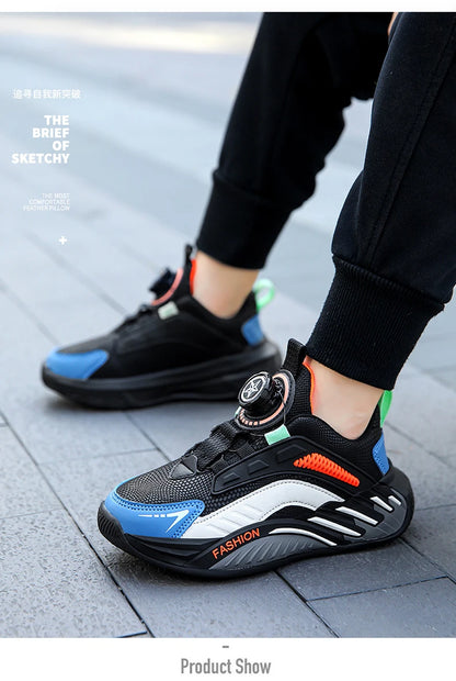 Fashion New Kids Boy Running Sport Shoes Leather Sneakers Children Outdoor Lightweight Breathable Tenis Footwear.