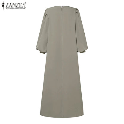 Muslim abaya ZANZEA Autumn Sundress Women Dress Hijab Dresses.