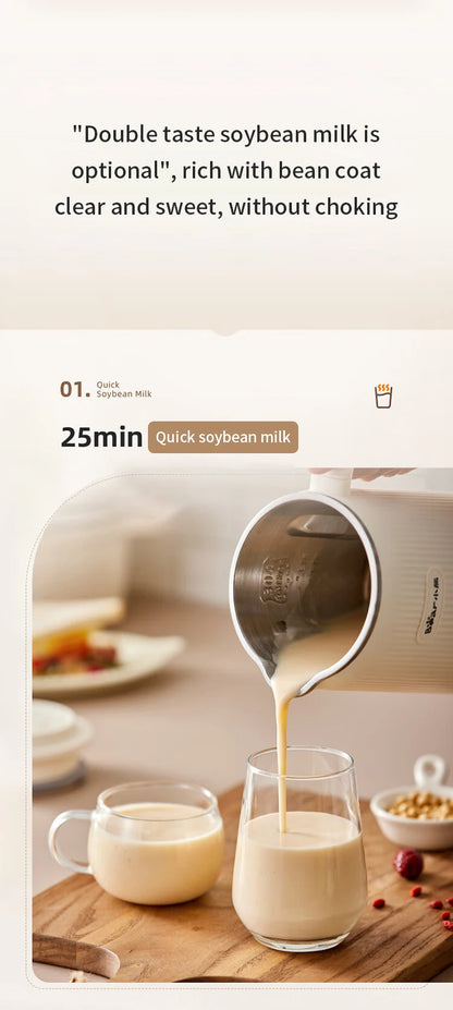 Bear 600ml Soy Milk Machine Maker Soybean Blenders For Kitchen Juicer Food Processors Nut Vegan Low Noise 220V Wall Breaking.