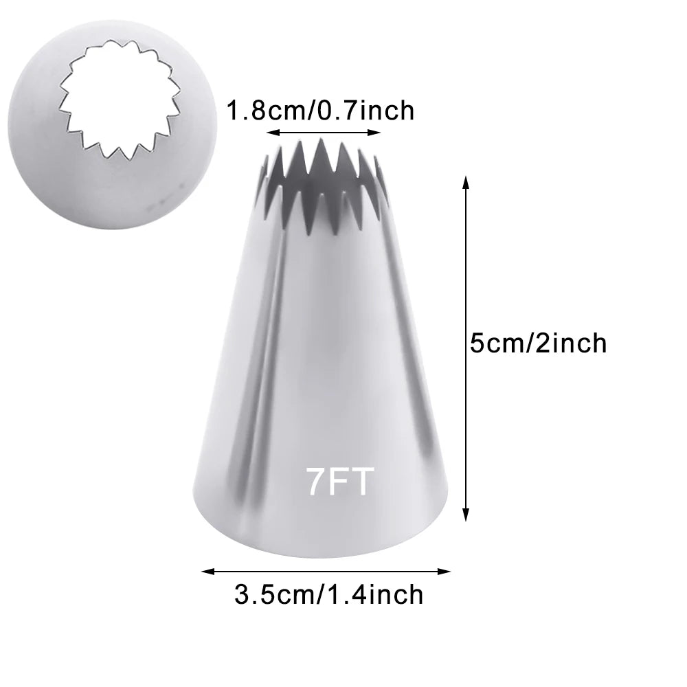 7FT 8FT 9FT Cake Decorating Tips Set Russian Open Star Piping Nozzles Tips Cupcake Cookies Icing Piping Pastry Nozzles.