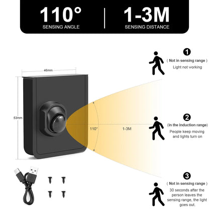 DC24V 10M/5M Silicone Tube Neon LED Strip Light With 2 Wireless Moveable PIR Motion Sensor Switches For Bedroom Corridor Stairs.