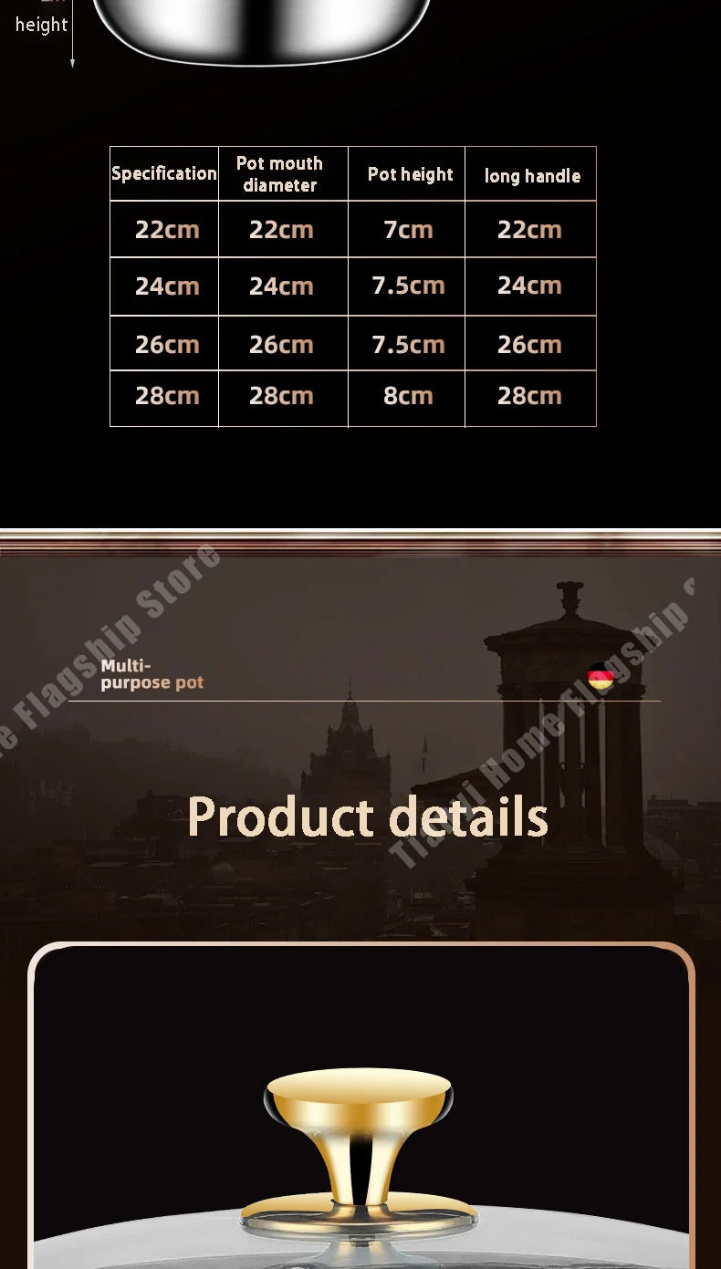 316 Stainless Steel Frying Pan Wok Non-stick Cooking Honeycomb Steak Gas Stove Pot Induction General Saucepan Kitchen Cookware