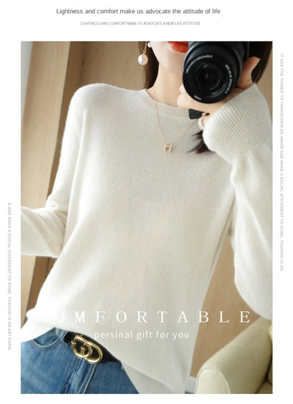 Herbst Winter frauen Pullover Oansatz Kaschmir Solide Pullover Schlank Bodenbildung Shirt Langarm Casual Grundlegende Pull Femme Pullover