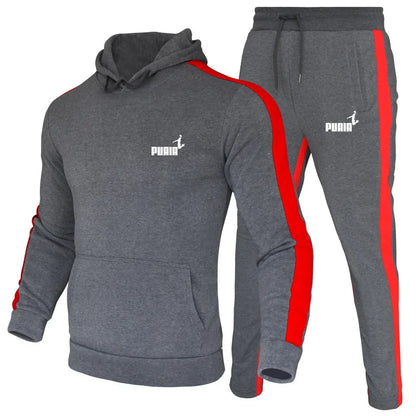 Special offer for the autumn 2025 men's sports suits. Men's two-piece outdoor sports outfit. Men's hooded sweatshirt. Fashionabl.