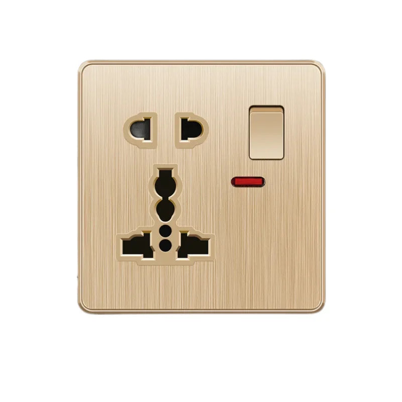 Gold 13A UK Stecker USB Steckdose, Haushalt elektrische licht schalter, universal 5 loch Dual Buchse mit USB Ladegerät, AC110-250V