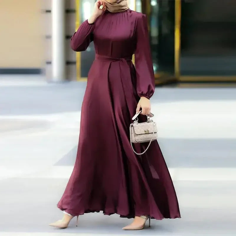 Muslim Maxi Dresses for Women Arabian Simple Loose Solid Elegant Dubai Turkey Islamic Temperament Muslim Plain Abayas for Women.