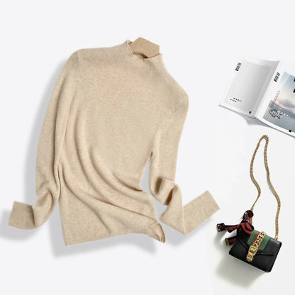 100% Ultra-fine Merino Wool Sweater Autumn and Winter Loose and Simple Semi-turtleneck Wool Bottoming Shirt Multi-color Sweater