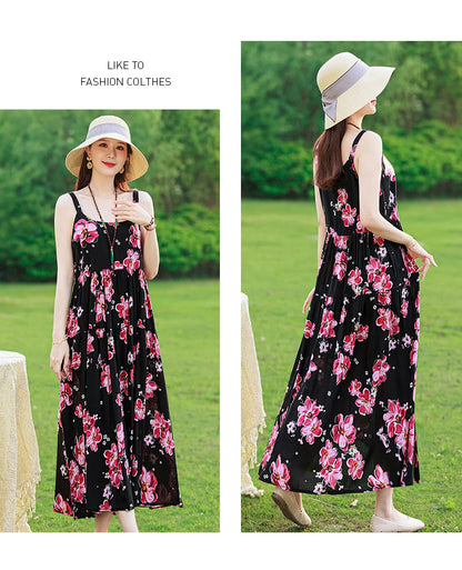 Neue Mode Lässig 2025, Sommer Elegante Kleider Für Frauen Oansatz Druck Vintage Ärmelloses Kleid Lose Frauen Kleidung