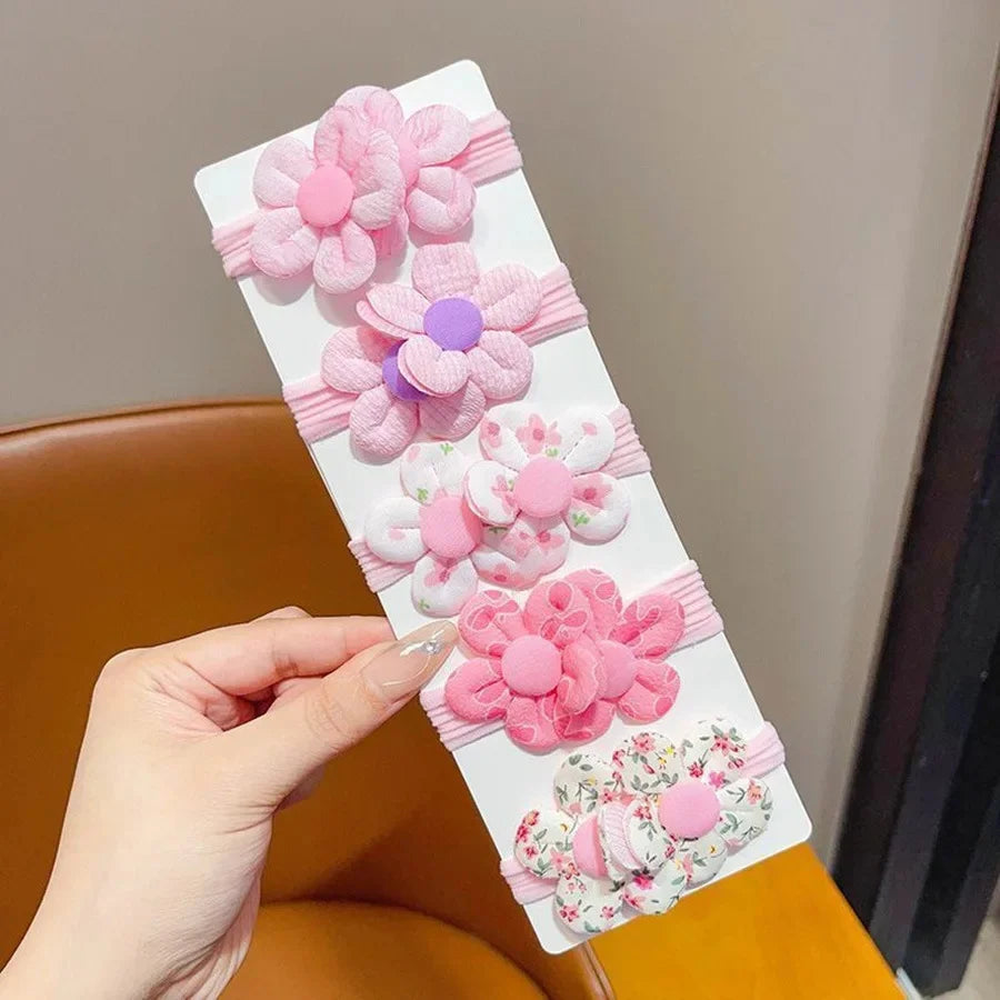 Colorful Flower High Elasticity No-Damage Towel Ring for Girls Cute Baby Hair Ties Comfortable Soft Hair Bands for Kids.