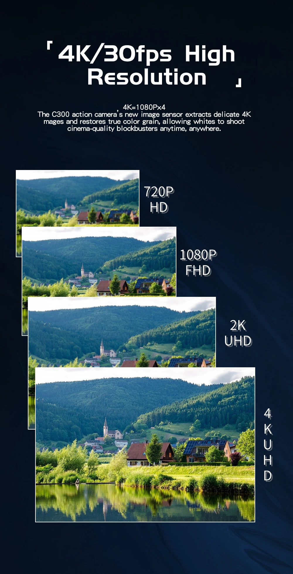 SJCAM C300 4K Action Camera Touch Screen 6-Axis Gyro Stabilization 30m Waterproof 1000+2800mAh Battery 460Min Recording.