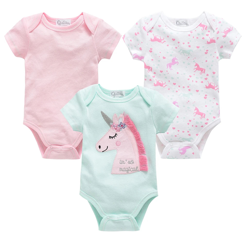 3 Teile/los Neugeborenen Baby Body 100% Baumwolle Kurzarm 3M 6M 9M 12M Mädchen Kleidung coole Druck Infant Overall.