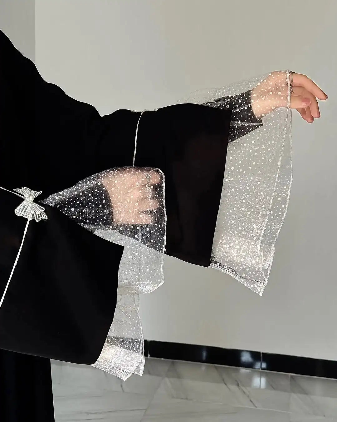 Summer Black Abaya for Muslim Women Elegant Dubai Modest Dress with Lace Sleeves Islamic Vacation Outfit 2025 Turkey Kaftan Robe.