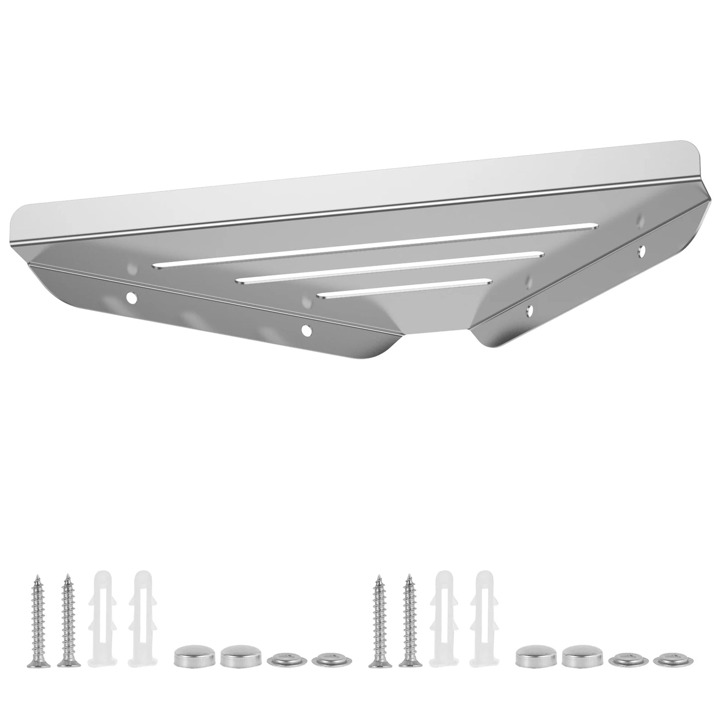 Wandmontiertes Eckregal für die Dusche, ohne Bohren, Eckshampoo aus Edelstahl 304, Körperwäsche, Aufbewahrungsorganisator für Badezimmer, Glasregal