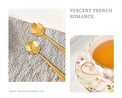 Tea Set Ceramic Coffee Cup Suit British Style High-Grade Bone China Golden edge Tea Cup And Saucer With A Spoon.