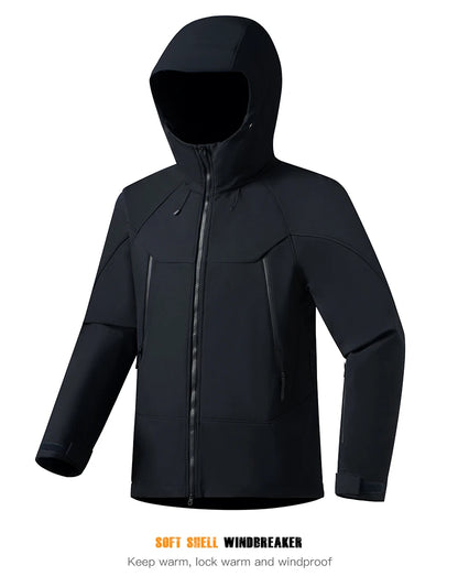 JNLN Men Women Waterproof Soft Shell Jacket Windproof Warm Fleece Rain Coat Unisex Hiking Climbing Trekking Outdoor Windbreaker