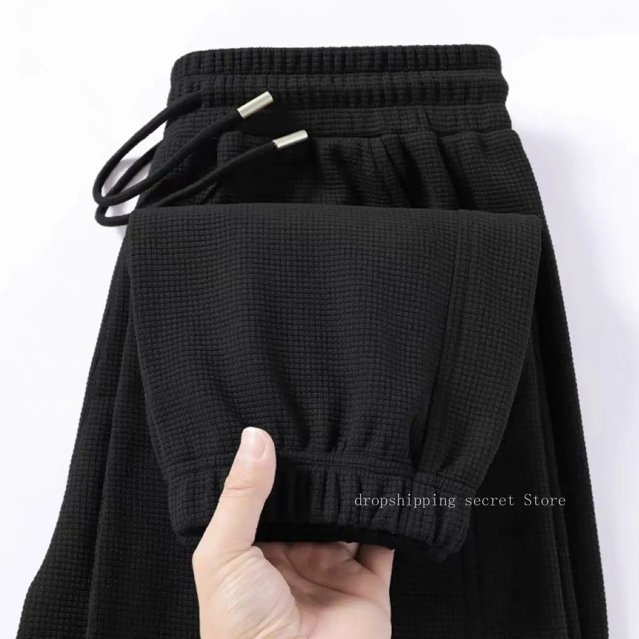 Men's Breathable Casual Pants, Heavyweight Waffle Style Loose Straight Leg Pants Jogging Pants Men's Trousers.