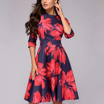 2023 frühling AutumnOffice Dame Knie Länge Elegante Vintage Langarm Party Kleider Frauen Floral Bedruckte Kleid Neue