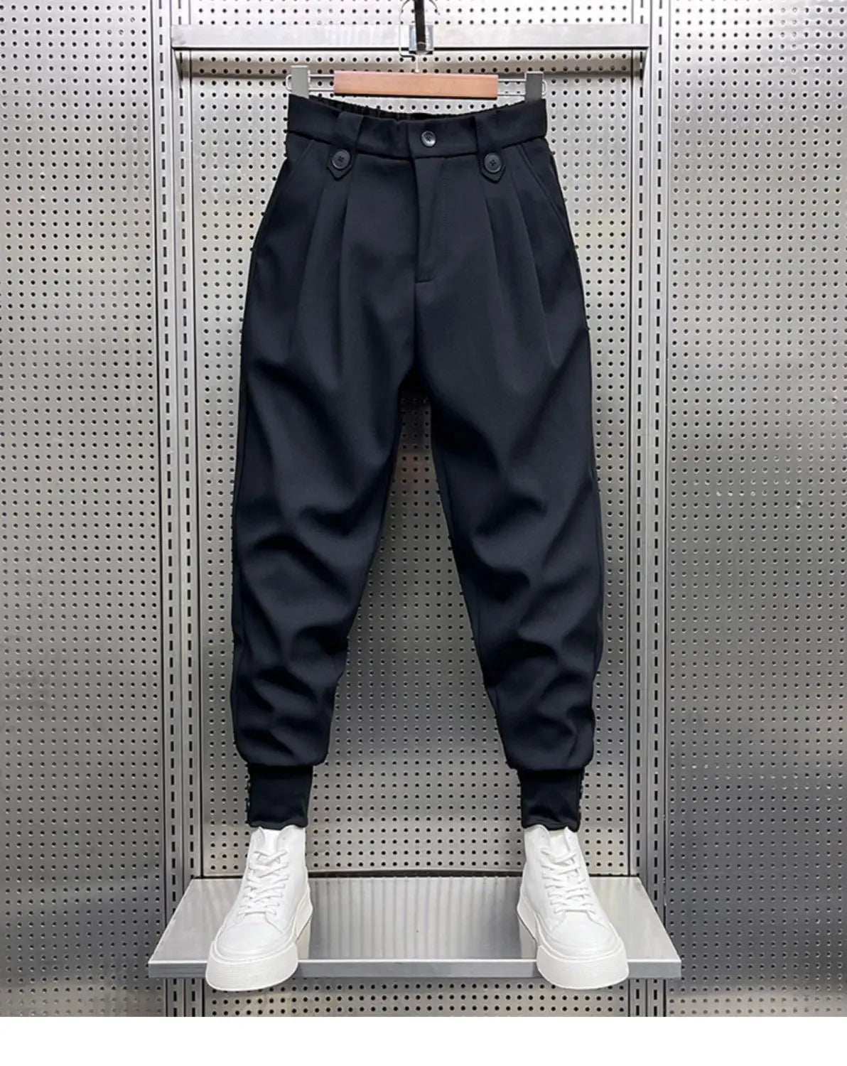 2024 New Spring and Autumn Fashion Brand Wrinkled and Handsome High Waist Button Loose Casual Harlan Suit Pants for Men.