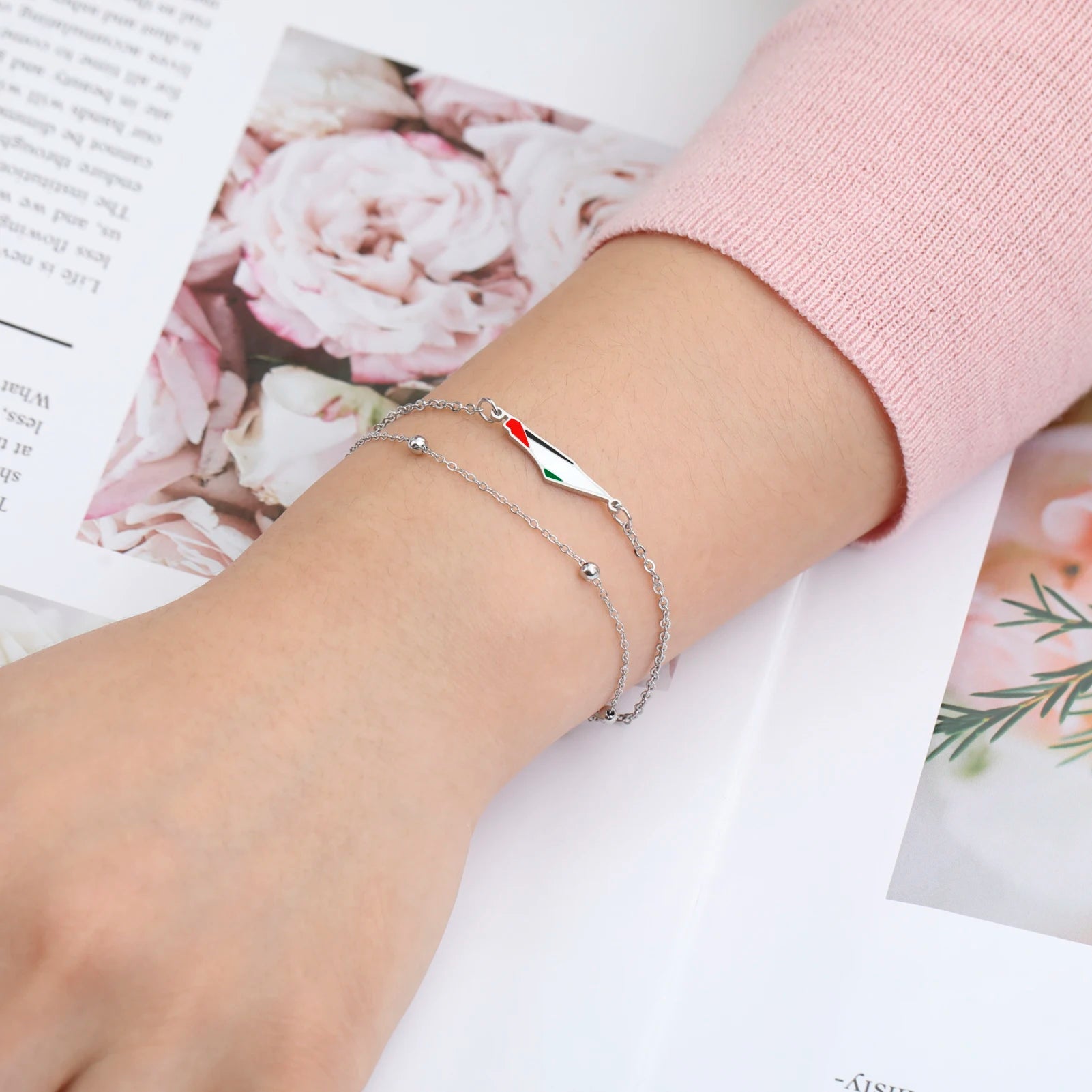 COOLTIME Palestine Map Charm Women Bracelets Stainless Steel Adjustable Double Layer Men Geography Bracelet jewelry Wholesale.