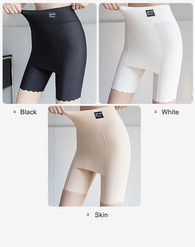 Women's plus Size White under Skirt Shorts Summer Seamless Protective Spandex Safety Hip-up Skirt Underpants Large Size