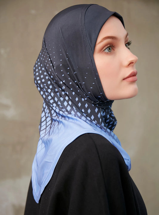 Sporty Muslim Inner Hijab Women Geometric Printing Pattern Instant Turban For Ladies Head Wrap Headband Header Model.