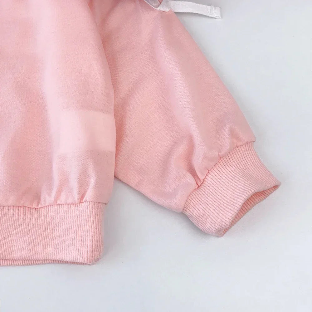 Bear Leader Kids Clothes Girls Autumn Fashion Bow Decoration Pink Sports Top+Pants Two-piece Sets Children's Daily Casual Wear.