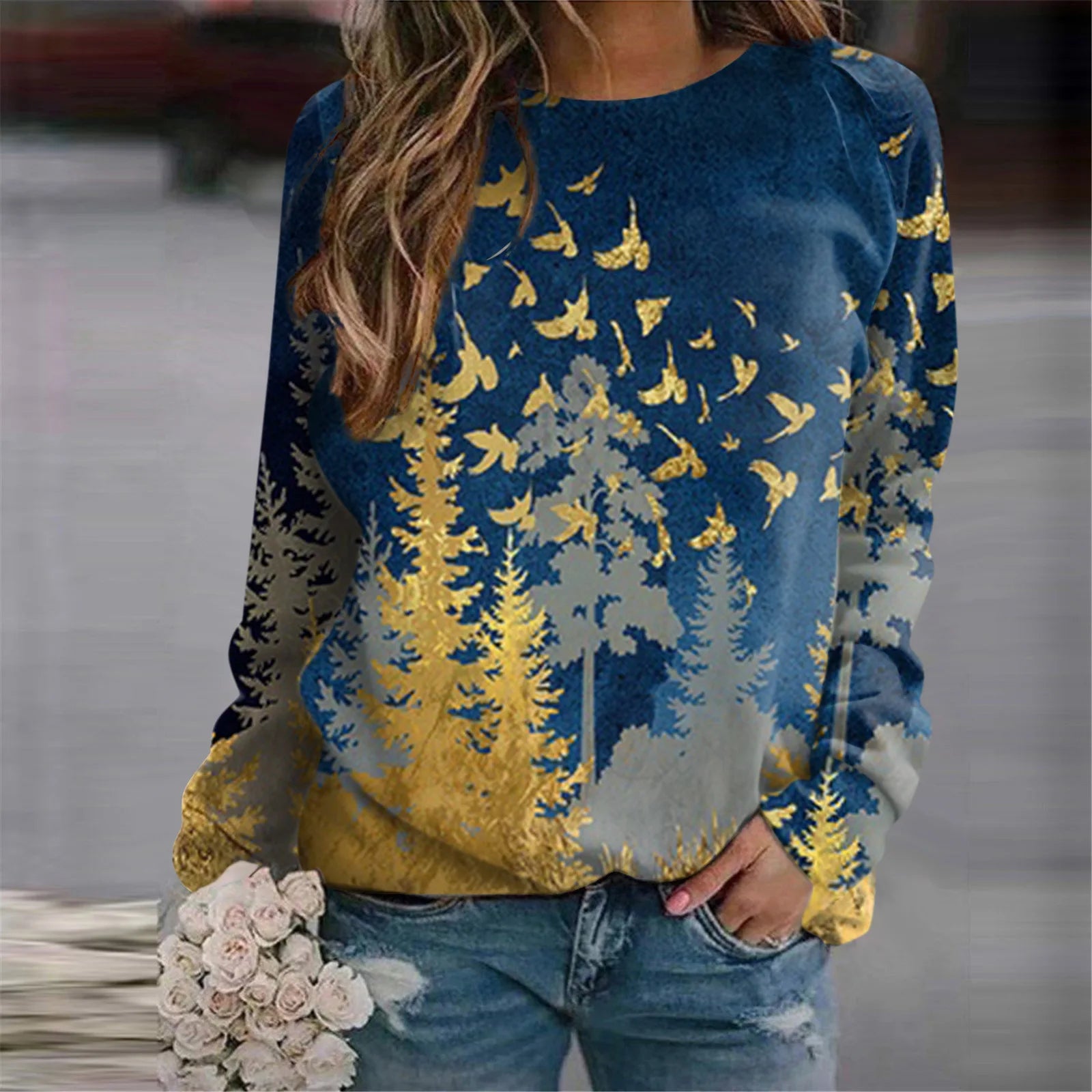 Forest Trees 3D Print Sweatshirts Women's Casual Raglan Long Sleeves Hoodies Woman Pullovers Harajuku Y2k Tops Female Clothing.