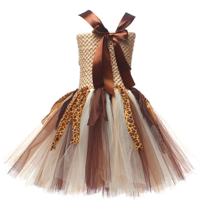Höhlenmädchen-Kostüm für Kinder, Halloween-Tutu-Kleid, wilder Mann, Baby, Cosplay, Geburtstag, Dschungel, Karneval, Party, Kleider, ausgefallenes Tutus-Outfit.