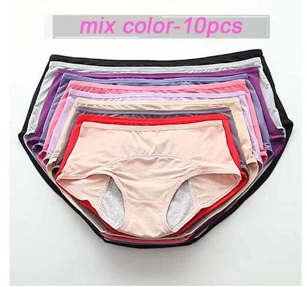 10pcs Leak Proof Menstrual Panties High Waist Women Period Underpants Plus Size 8XL Physiological Waterproof Briefs Wholesale