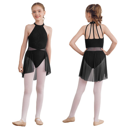 Mädchen Ballett Gymnastik Trikot lyrischen Tanz kleid ärmellose florale Spitze Tutu Tanz kleidung für Eiskunstlauf Bühnen performance