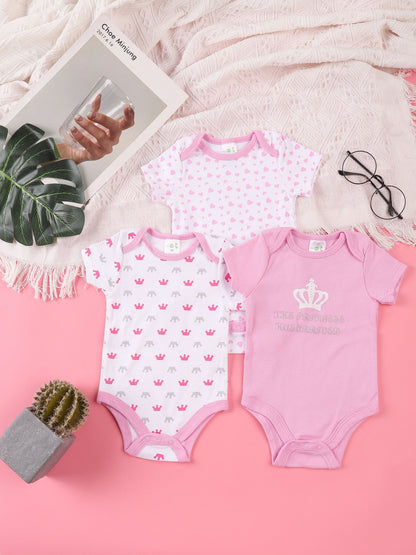 3PCS Sommer Jungen und Mädchen Nette Muster Hoodie Set Kurzarm Dreieck Overall Neugeborenen Baumwolle Bequeme Overall Pyjamas