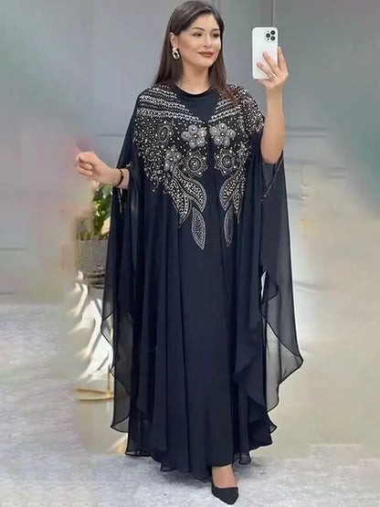 Abayas Für Frauen Dubai Luxus 2024 Chiffon Boubou Muslimischen Mode Kleid Kaftan Marocain Hochzeit Party Anlässe Djellaba Frauen.