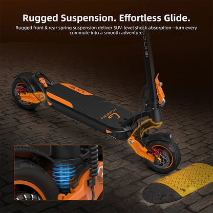 Aumom Electric Scooter, 800W 48V 15.6Ah Battery, 10 inch Tires, 45 km/h Max Speed, 70km Range, Disc Brakes, NFC & Passcode Lock.