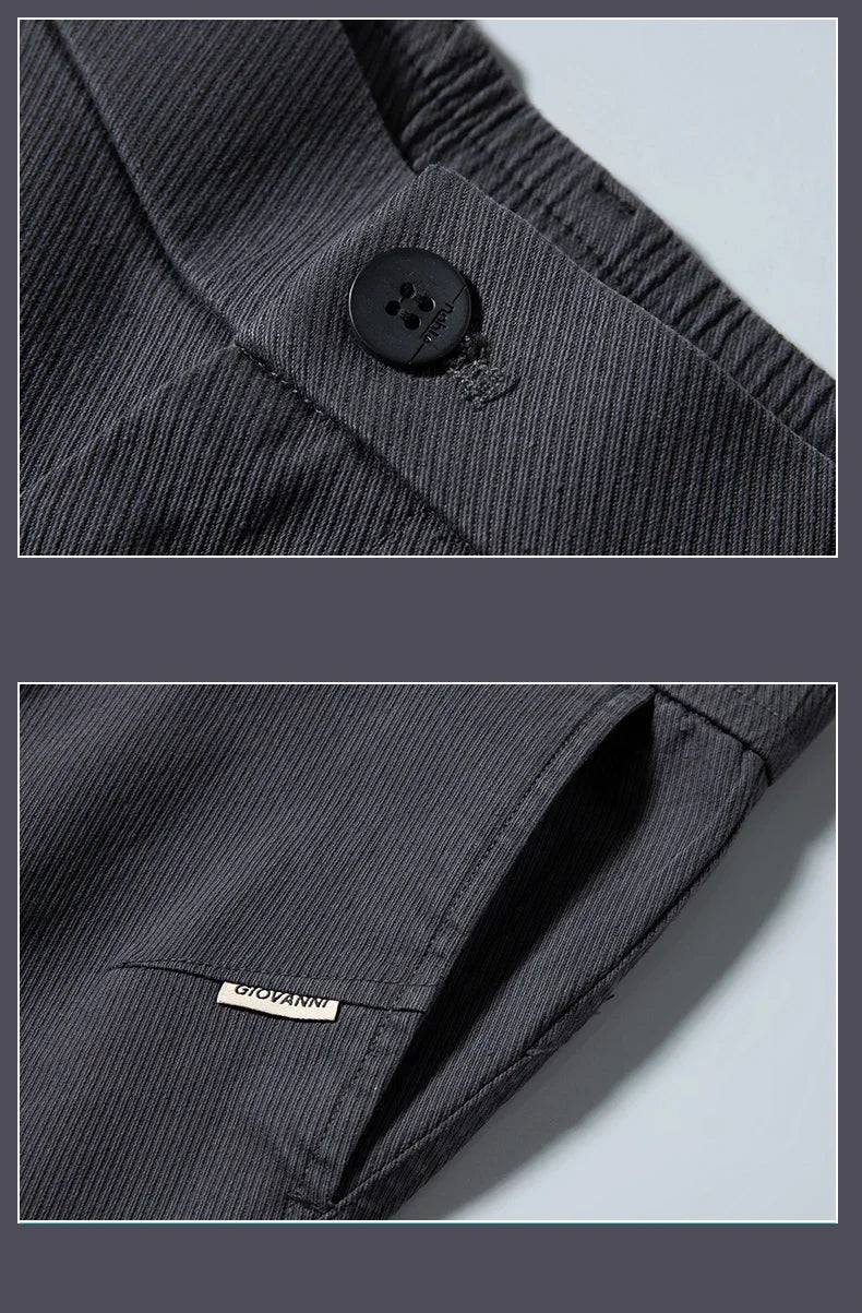 Men's Twill Slim Pants Business Straight Cotton Casual Trousers Brand Fashion Korean Elastic Coffee Black Gray Pant.